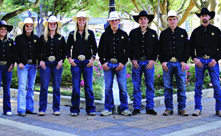 McNeese State University Rodeo Team members going to the College National Finals Rodeo. From left, are Coach Justin Browning, Kylie Conner, Kaylee Cormier, Kamryn Duncan, Jace Nixon, Isaac Richard, Connor Griffith, Brad Hesnor, and Shea Fournier. Kade Sonnier and Jude Leonards are not pictured. 